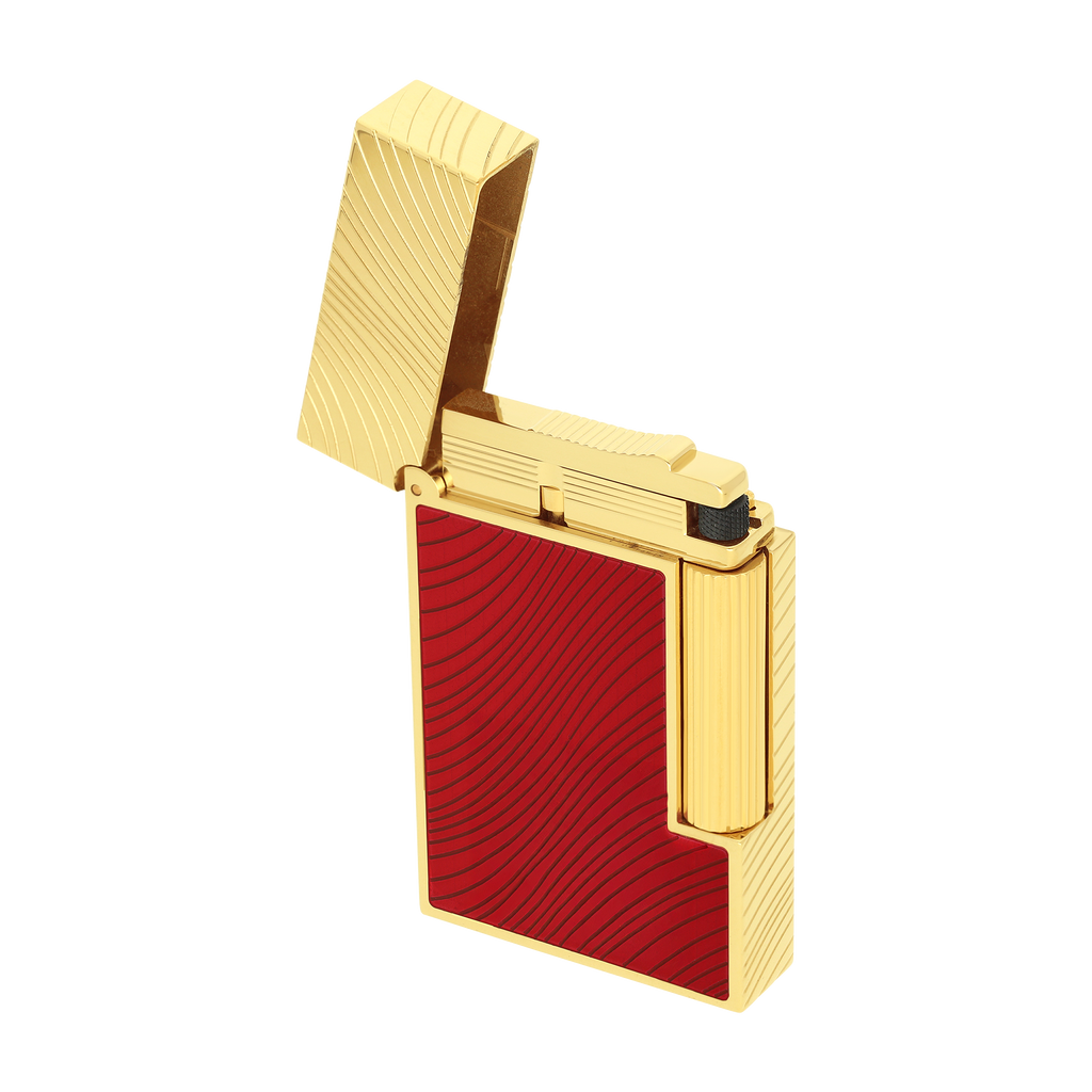 Dupont Line 2 Horse mane guilloche Lighter - Red